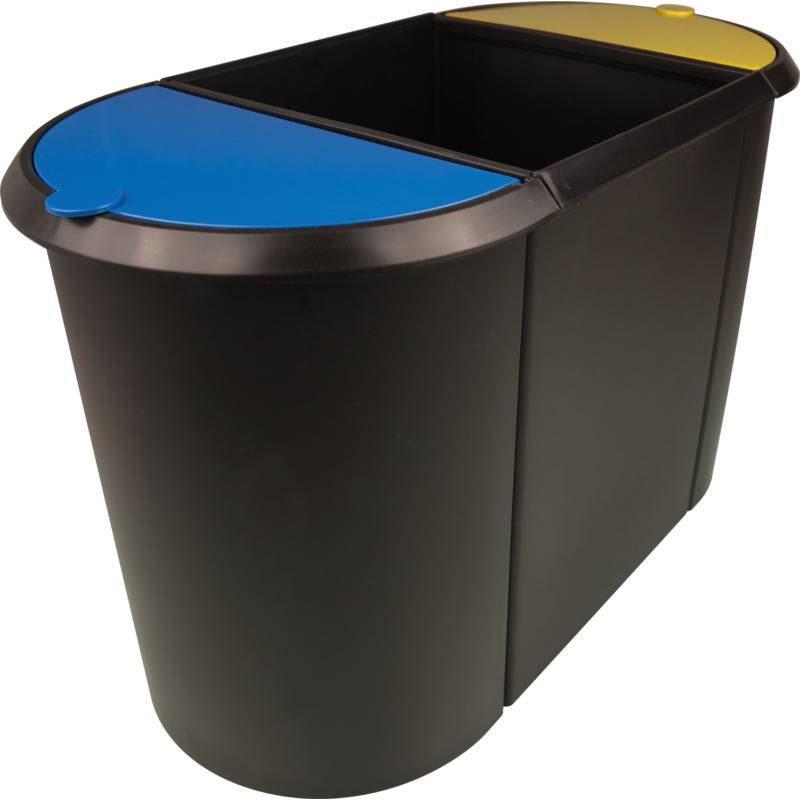 Trio-System-Papierkorb 38l schwarz/blau/gelb