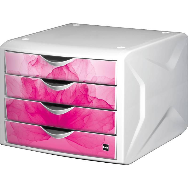 Helit H6129626, 4 Schublade(n), Kunststoff, Pink, Weiß, 1 Stück(e), 262 mm, 330 mm