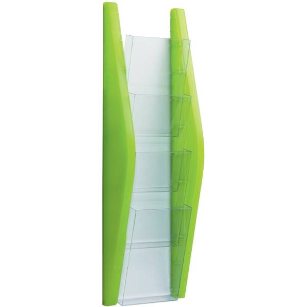 Wandprospekthalter Bogendesign 1/3 A4 4 Fächer limettengrün
