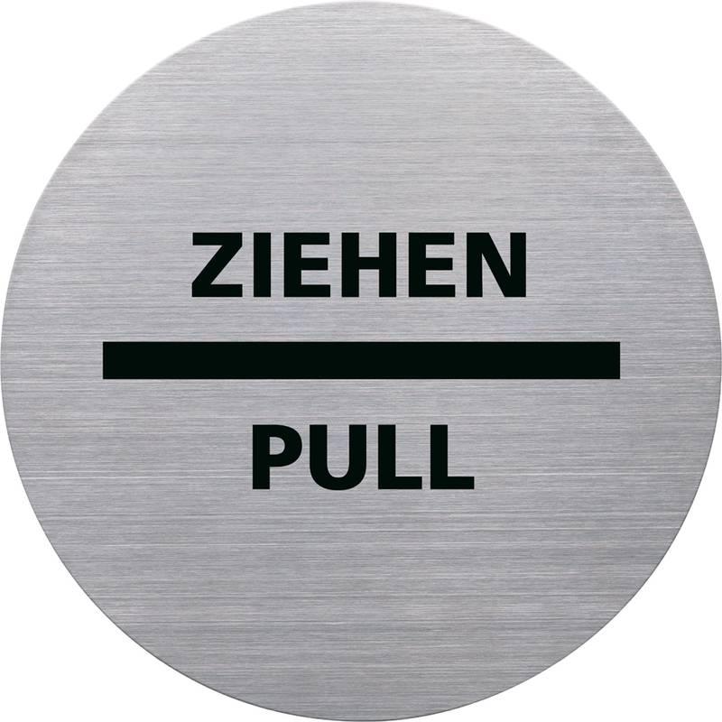 helit Piktogramm "the badge" ZIEHEN/PULL, rund, silber