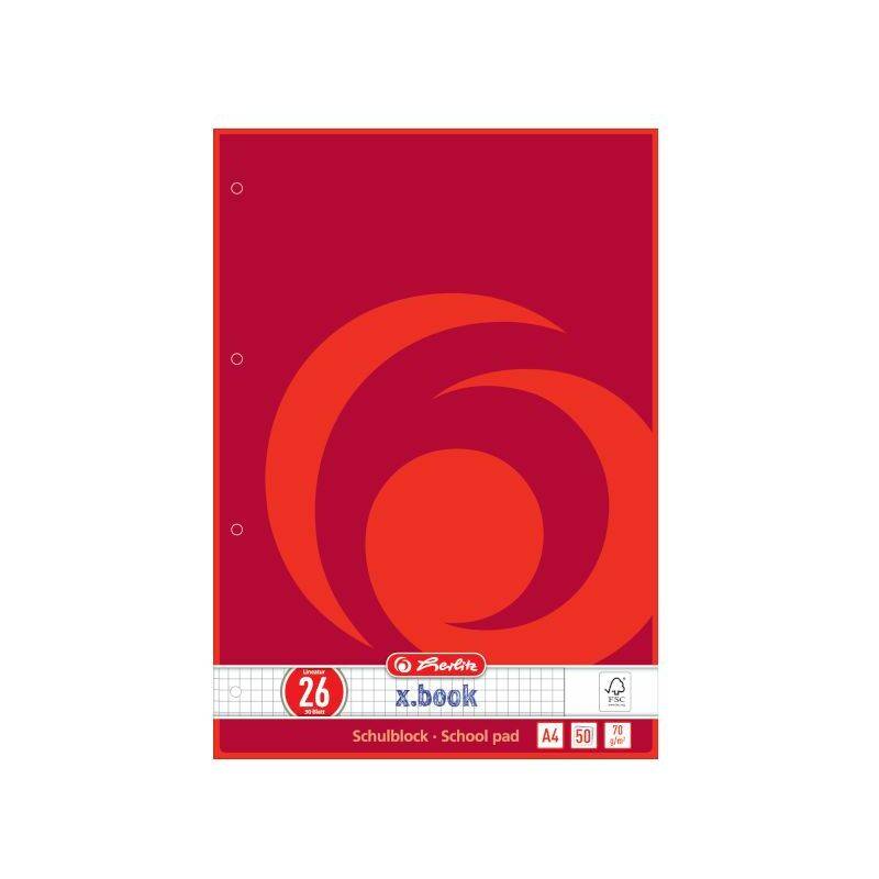 herlitz Schulblock x.book, DIN A4, Lineatur 26 / kariert
