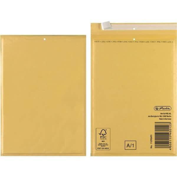 Luftpolstertaschen 1/A 12,5x17cm Haftklebung VE=4 Stück braun