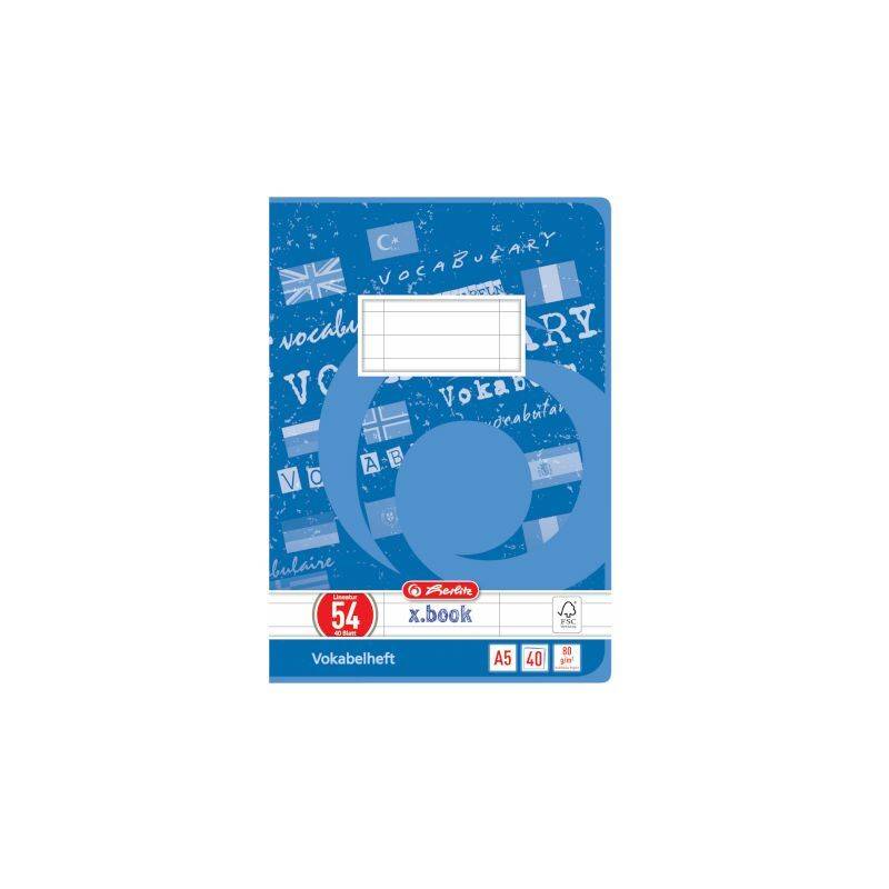 herlitz Vokabelheft x.book, DIN A5, 3-spaltig, 40 Blatt