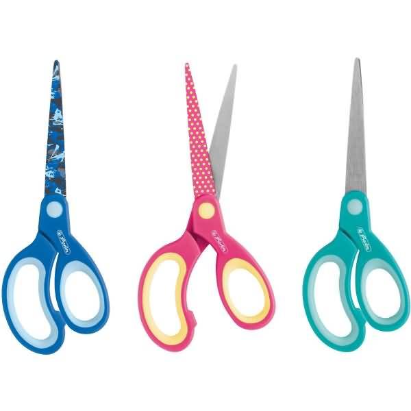 Bastelschere Design 17cm rund farbig sortiert