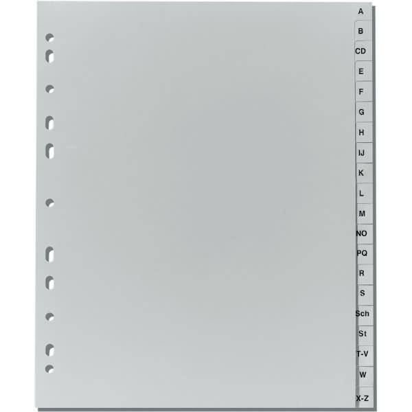 Register A4 Überbreite A-Z Kunststoff PP 20-teilig grau