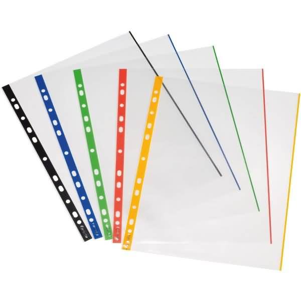 Prospekthüllen A4 glasklar farbiger Rand VE=10 Stück sortiert