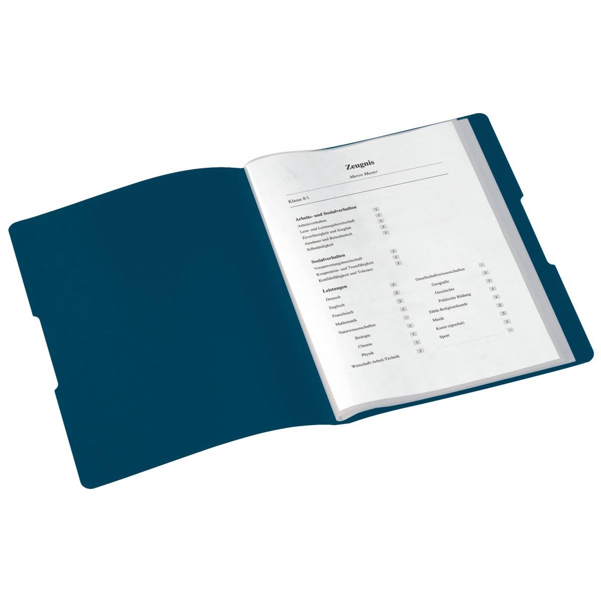 Herlitz Zeugnisse, Konventioneller Dateiordner, A4, Polypropylen (PP), Blau, Porträt, 20 Taschen