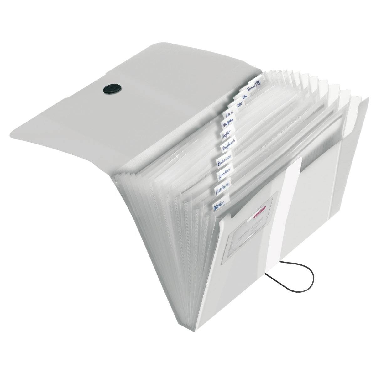 Herlitz 11277936, Konventioneller Dateiordner, Polypropylen (PP), Transparent, Matt, 12 Blätter, 12 Taschen