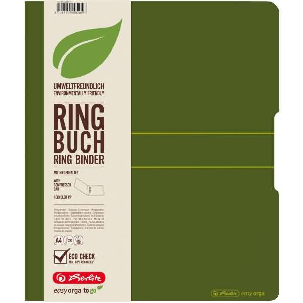 Ringbuch Recycling PP A4 2 Ringe 25mm dunkelgrün to go