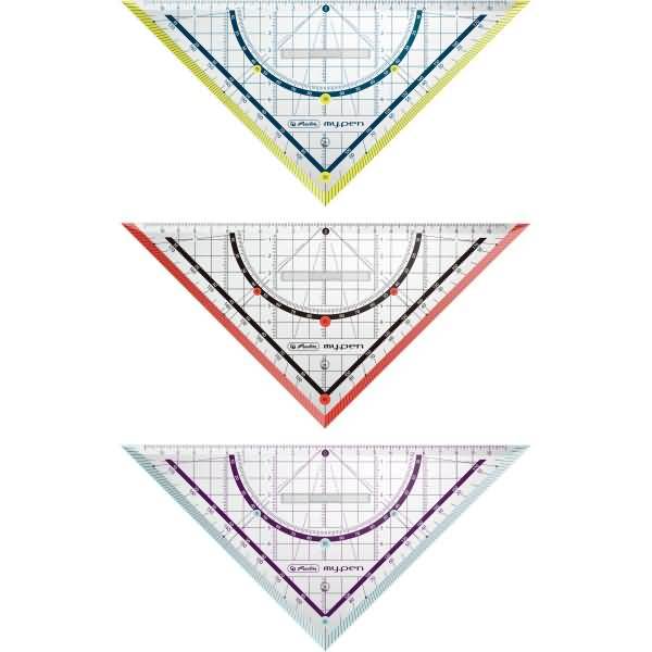 Geometrie-Dreieck my.pen 25cm Kunststoff mit Griff farbig sortiert