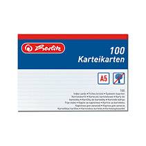 Herlitz - Karteikarte - A5 (148 x 210 mm) - Querformat - Weiß - Liniert (Packung mit 100)