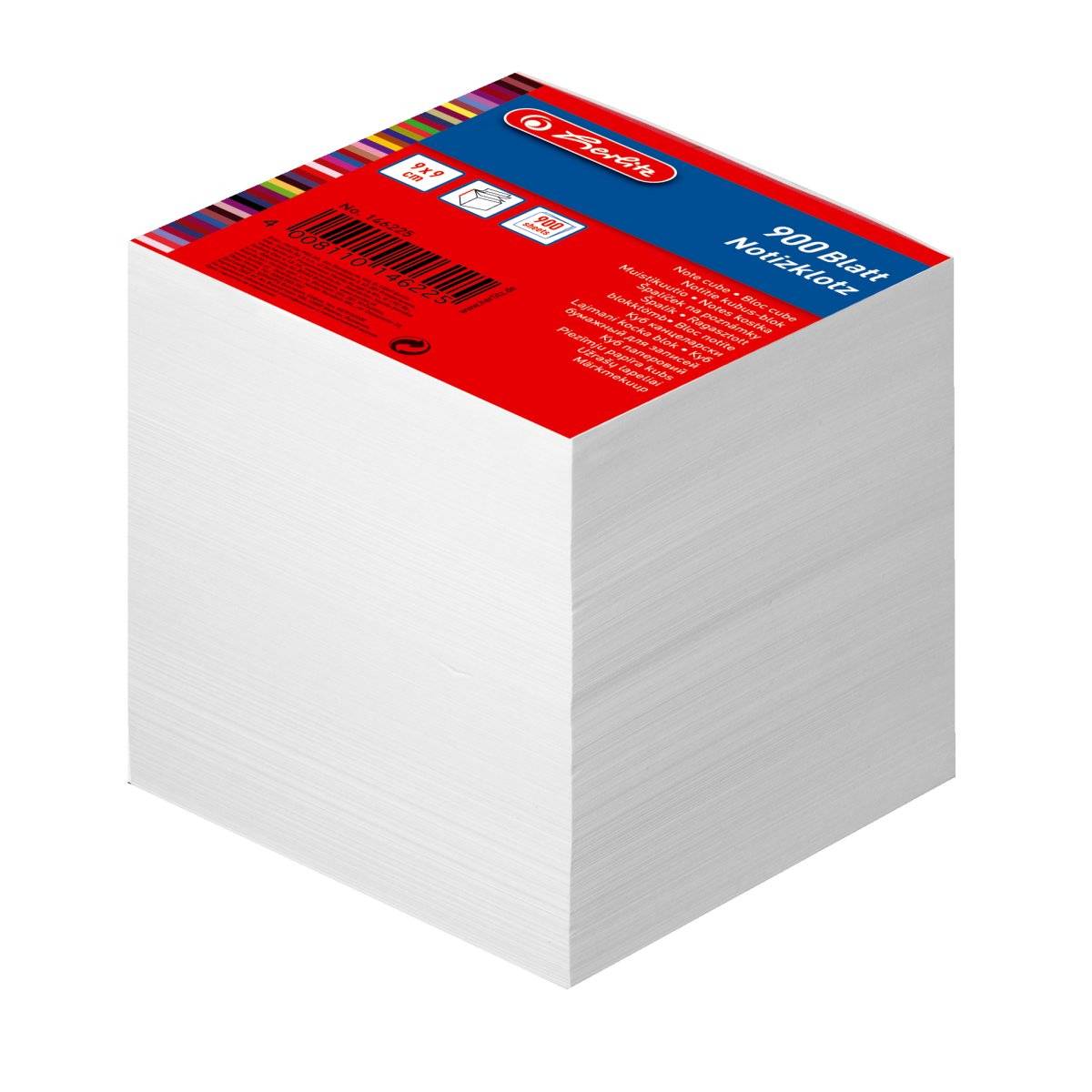 Herlitz 146225, Quadratisch, Weiß, Papier, 90 mm, 90 mm, 900 Blätter