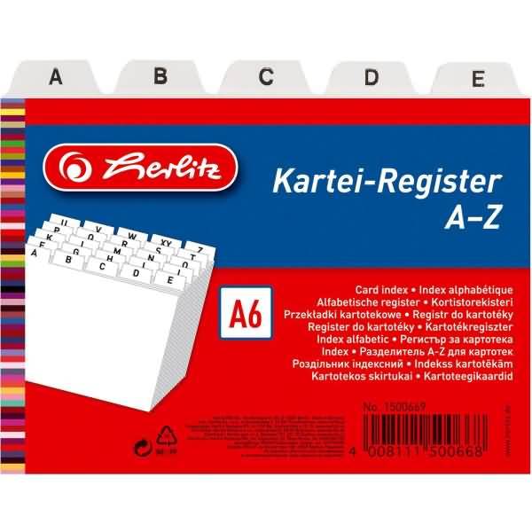 Leitregister A-Z A6quer PP 25-teilig weiß