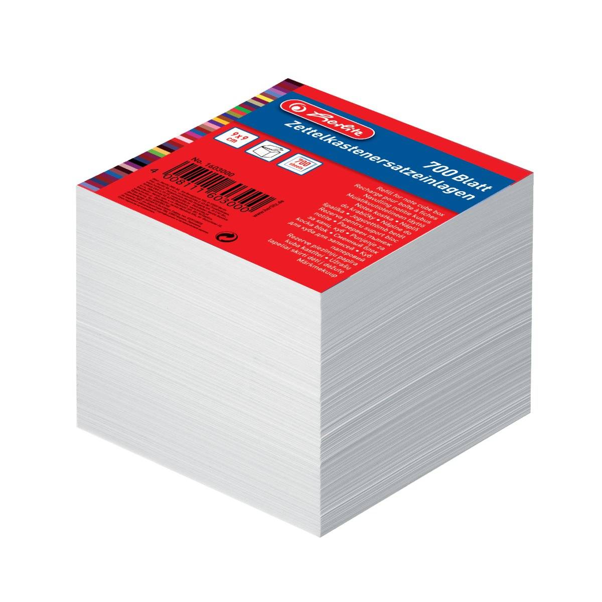 Herlitz 1603000, Quadratisch, Weiß, Papier, 90 mm, 90 mm, 700 Blätter
