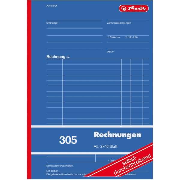 Formularbuch Rechnung A5 305 2x40 Blatt selbstdurchschreibend 4er