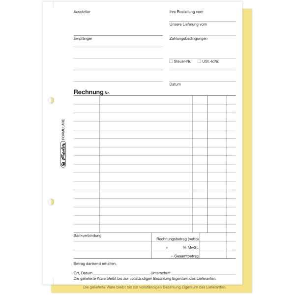 Formularbuch Rechnung A5 305 2x40 Blatt selbstdurchschreibend 4er