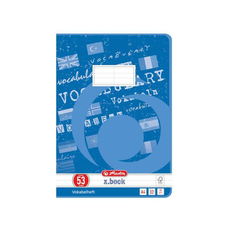 herlitz Vokabelheft x.book, DIN A4, 2-spaltig, 32 Blatt