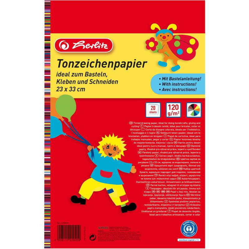 herlitz Tonpapierblock, 230 x 330 mm, Inhalt: 20 Blatt