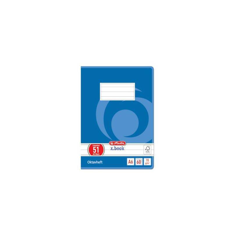 herlitz Oktavheft x.book, DIN A6, liniert, 70 g/qm, 60 Blatt
