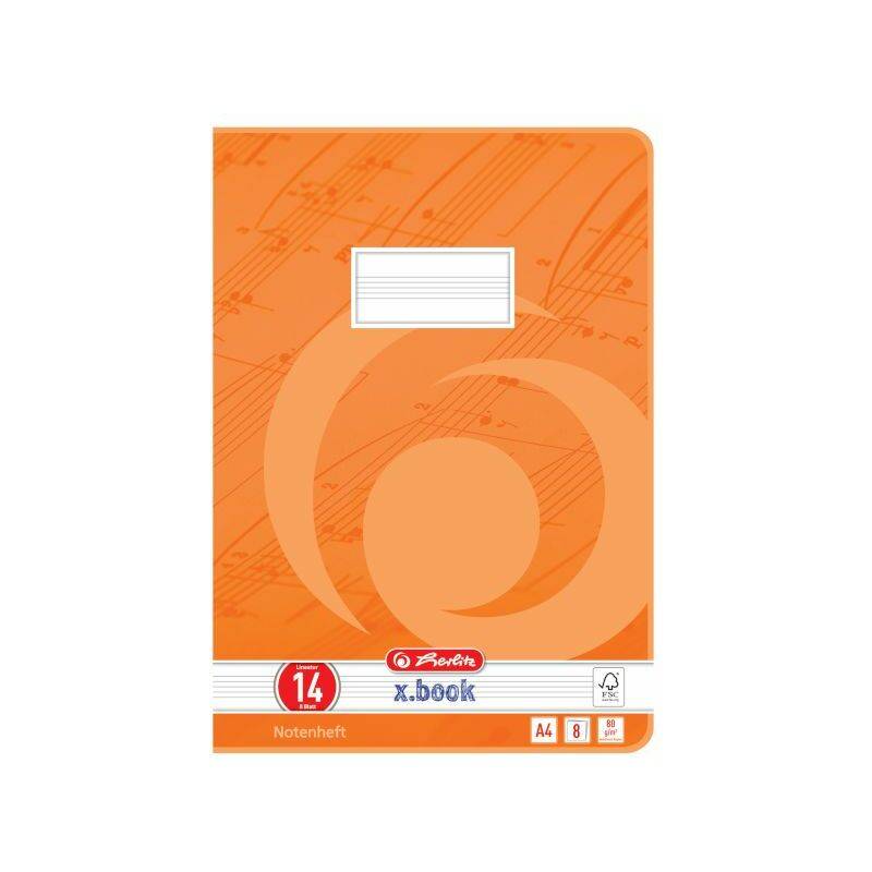 herlitz Notenheft x.book, DIN A4, Lineatur 14, 8 Blatt