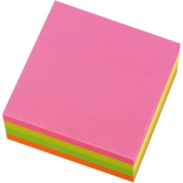 Haftnotizen 75x75mm VE=400 Blatt intensivfarben (pink, gelb, grün, orange)