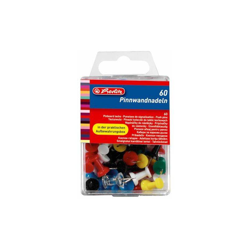 herlitz Pinnwand-Nadeln, farbig sortiert, Inhalt: 60 Stück