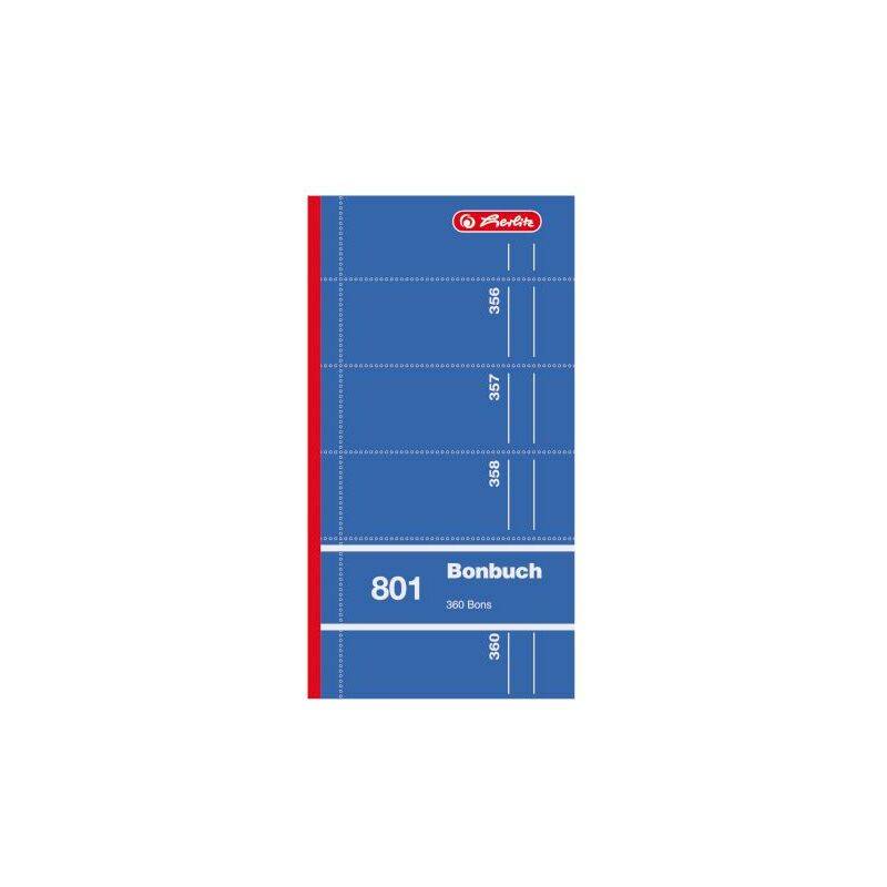 herlitz Formularbuch "Bonbuch 801", 90 x 198 mm, sortiert