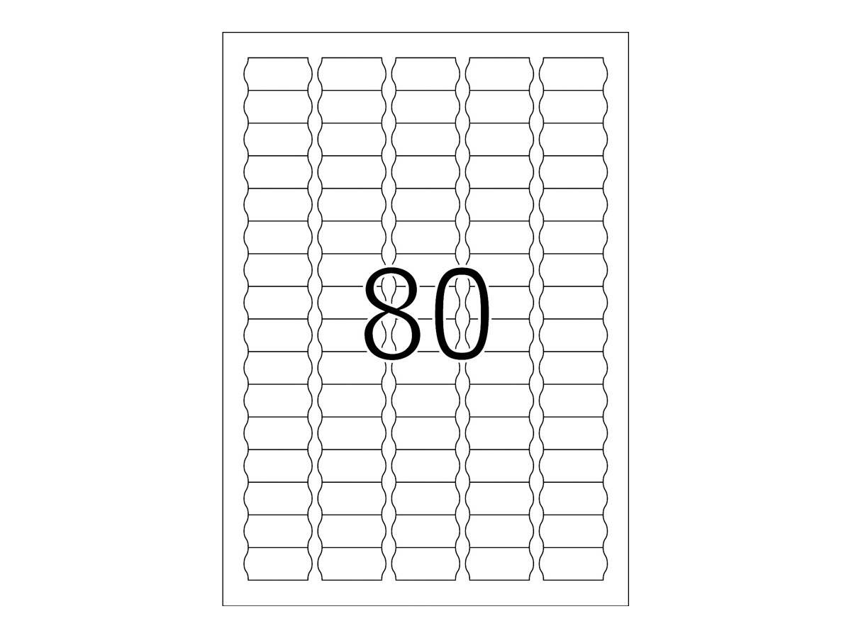 Blatt mit leeren Adressetiketten mit der Nummer „80