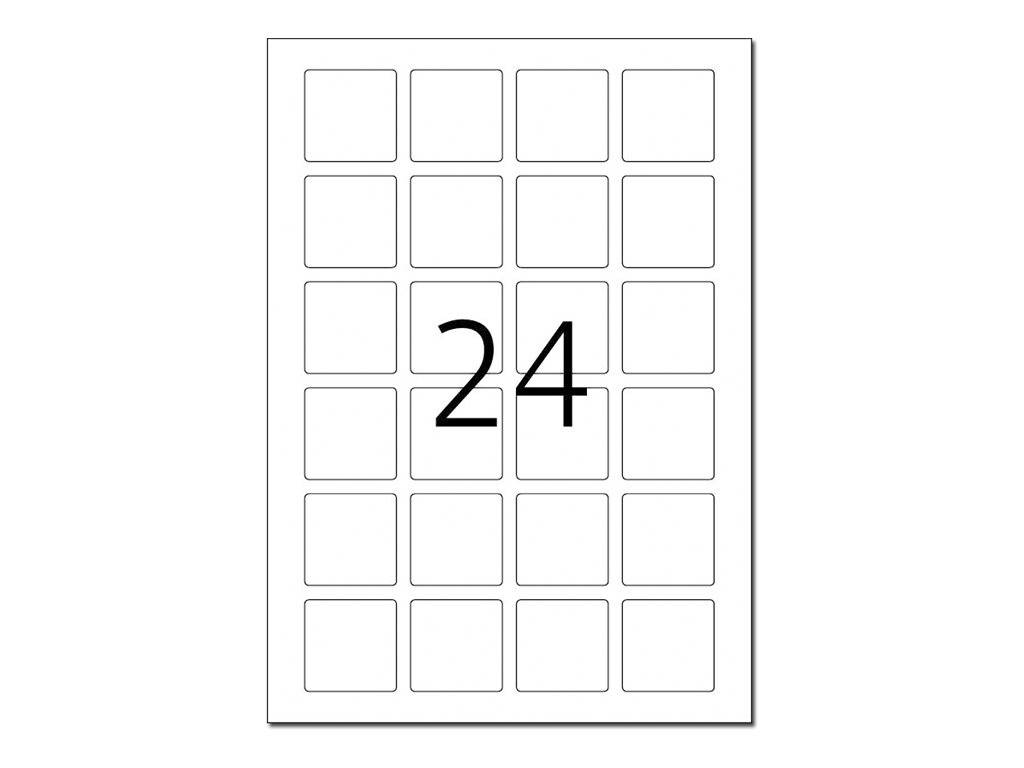 Druckbare Gittervorlage mit 24 leeren quadratischen Zellen, mit der Bezeichnung „24