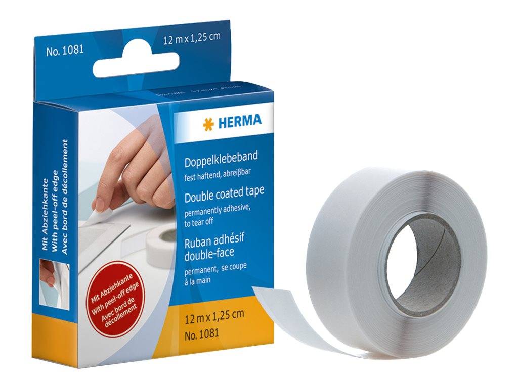 HERMA Doppelseitiges Klebeband in einer Schachtel mit der Aufschrift „Doppelklebeband