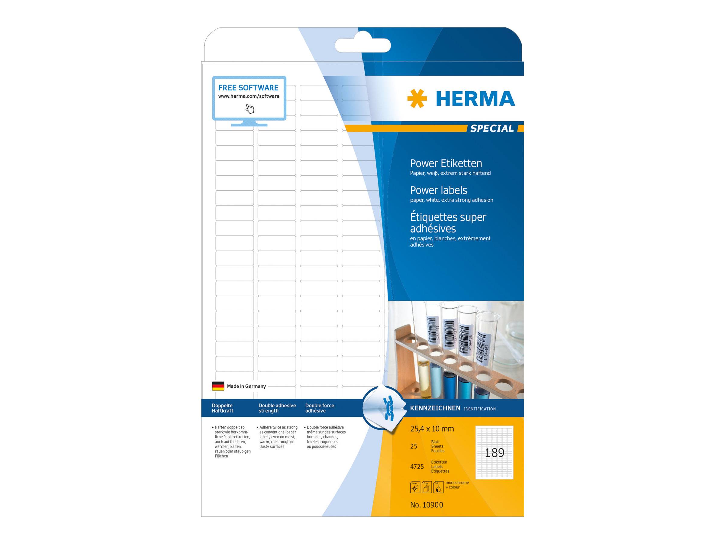HERMA - Papier - matt - selbstklebend - weiß - 25.4 x 10 mm 4725 Etikett(en) (25 Bogen x 189)