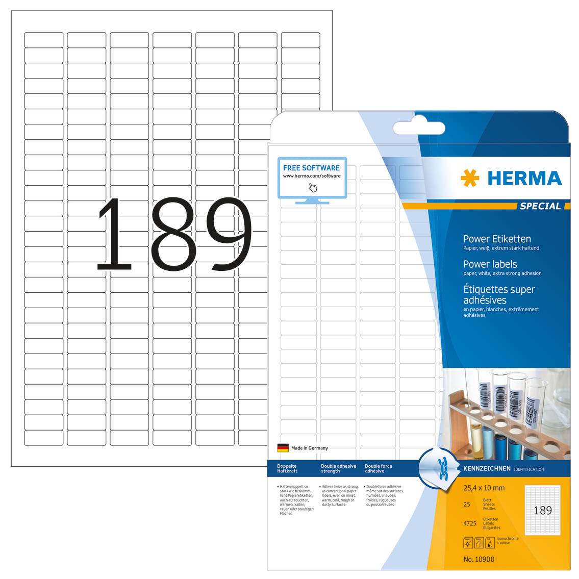 HERMA - Papier - matt - selbstklebend - weiß - 25.4 x 10 mm 4725 Etikett(en) (25 Bogen x 189)