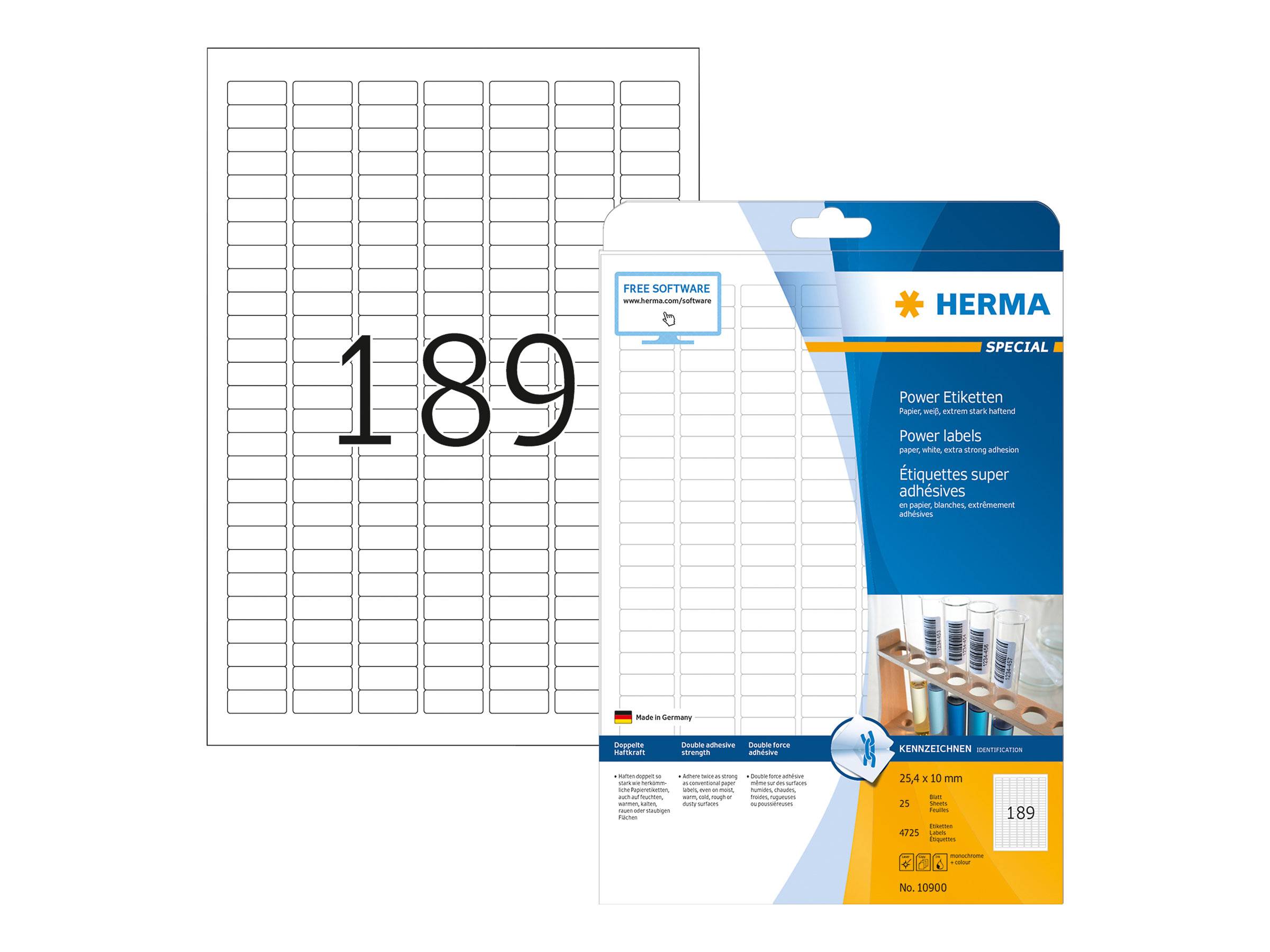 HERMA - Papier - matt - selbstklebend - weiß - 25.4 x 10 mm 4725 Etikett(en) (25 Bogen x 189)