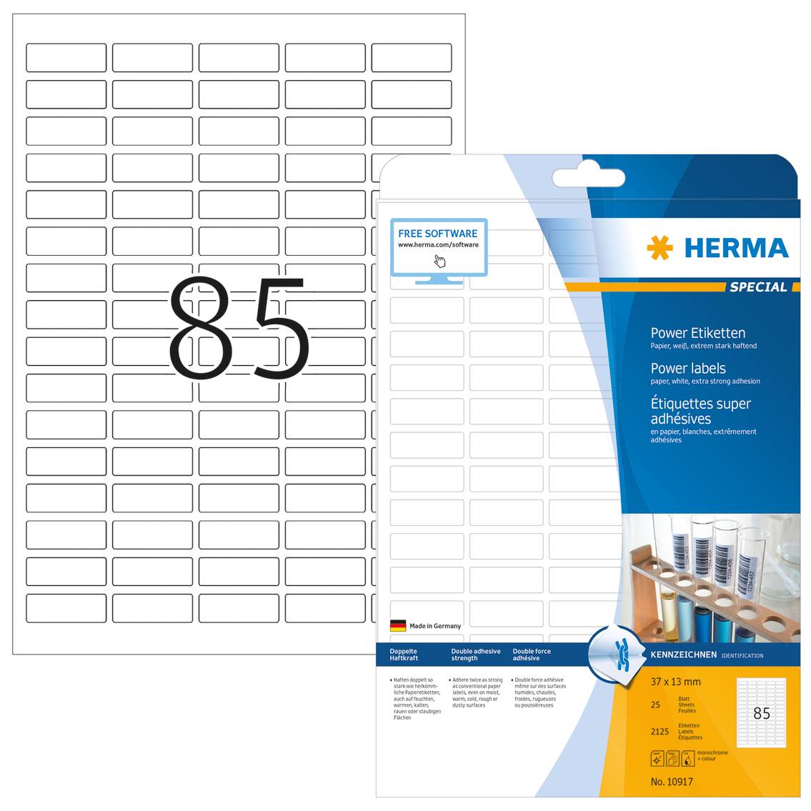 HERMA - Papier - matt - selbstklebend - weiß - 37 x 13 mm 2125 Etikett(en) (25 Bogen x 85)