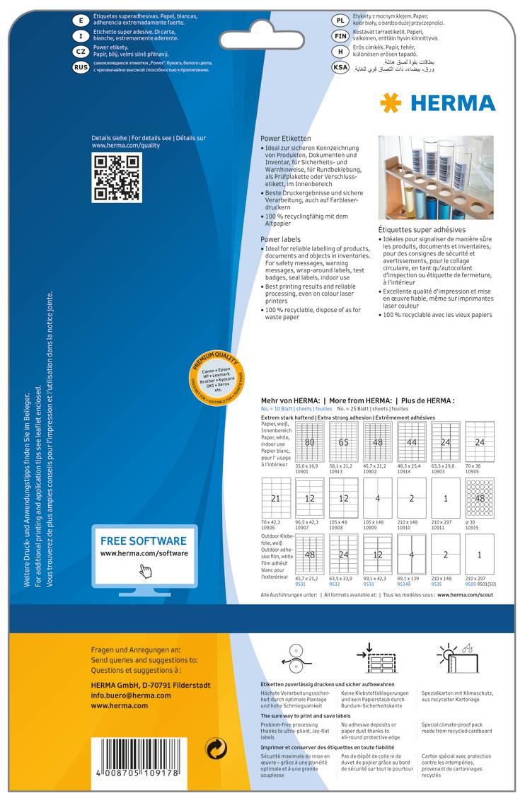 HERMA - Papier - matt - selbstklebend - weiß - 37 x 13 mm 2125 Etikett(en) (25 Bogen x 85)