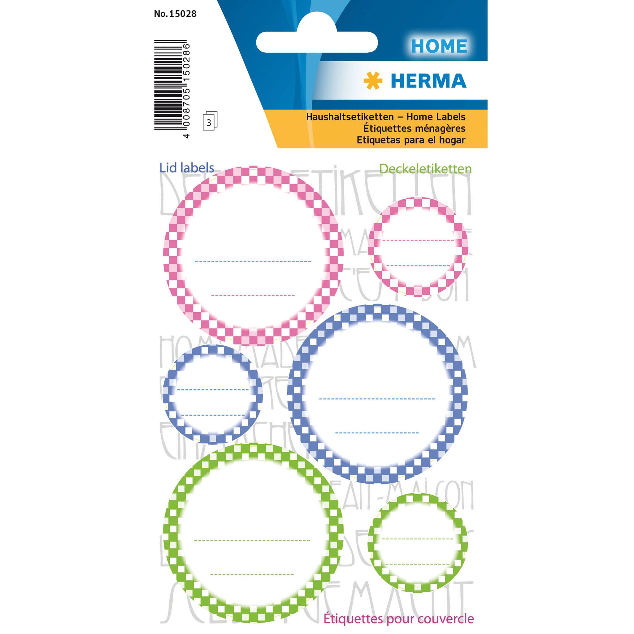 HERMA 15028, Mehrfarben, Kreis, Dauerhaft, Papier, 18 Stück(e), 6 Stück(e)