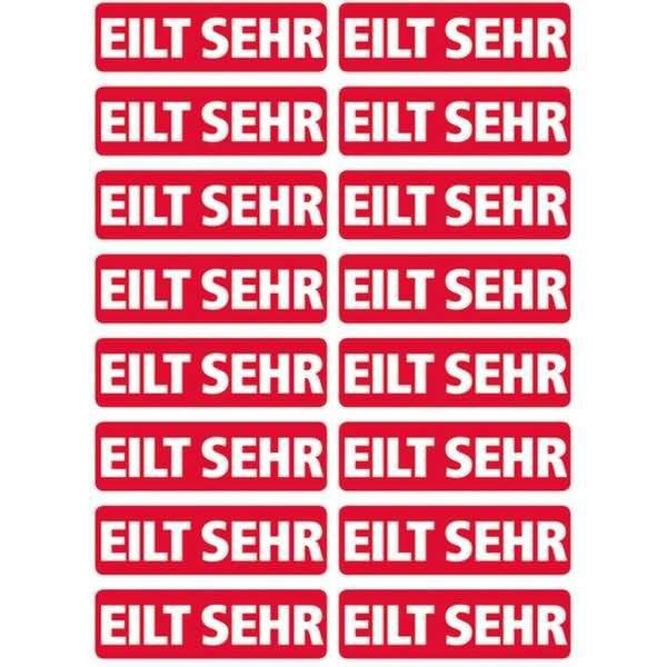 Textetikett Kleinpackung Eilt sehr 12x40 mm rot VE=320 Stück