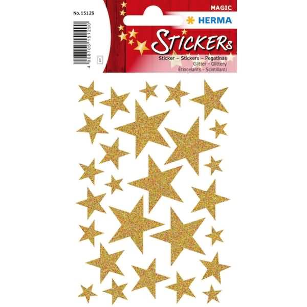 Schmucketikett Magic Sterne Gold Glittery 1 Blatt