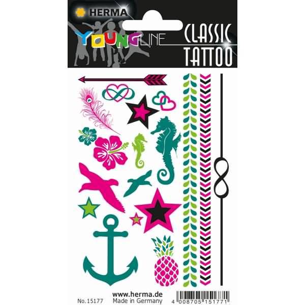 Schmucketiketten Classic Tattoo Colour Summer Feeling