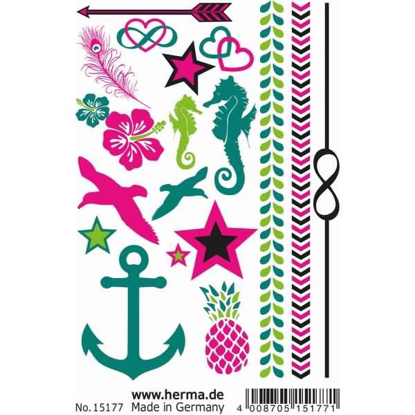 Schmucketiketten Classic Tattoo Colour Summer Feeling