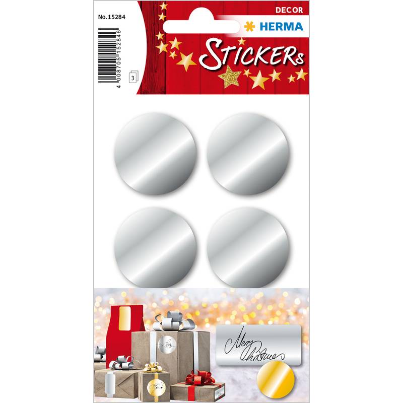 HERMA Weihnachts-Sticker, rund, 32 mm, silber