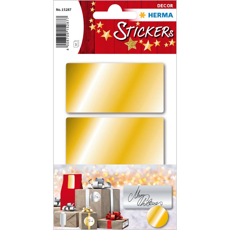 HERMA Weihnachts-Sticker, eckig, 34 x 67 mm, gold