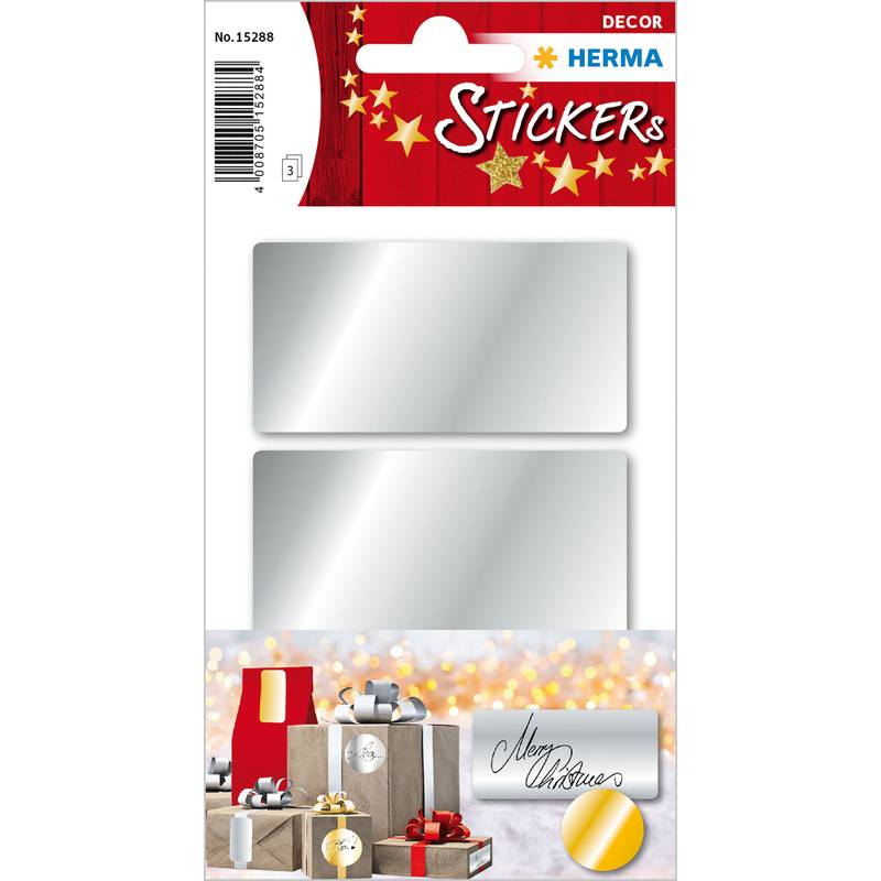 HERMA Weihnachts-Sticker, eckig, 34 x 67 mm, silber