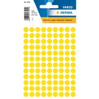 HERMA - Papier - selbstklebend - Gelb - 8 mm rund 540 Etikett(en) (5 Bogen x 108)