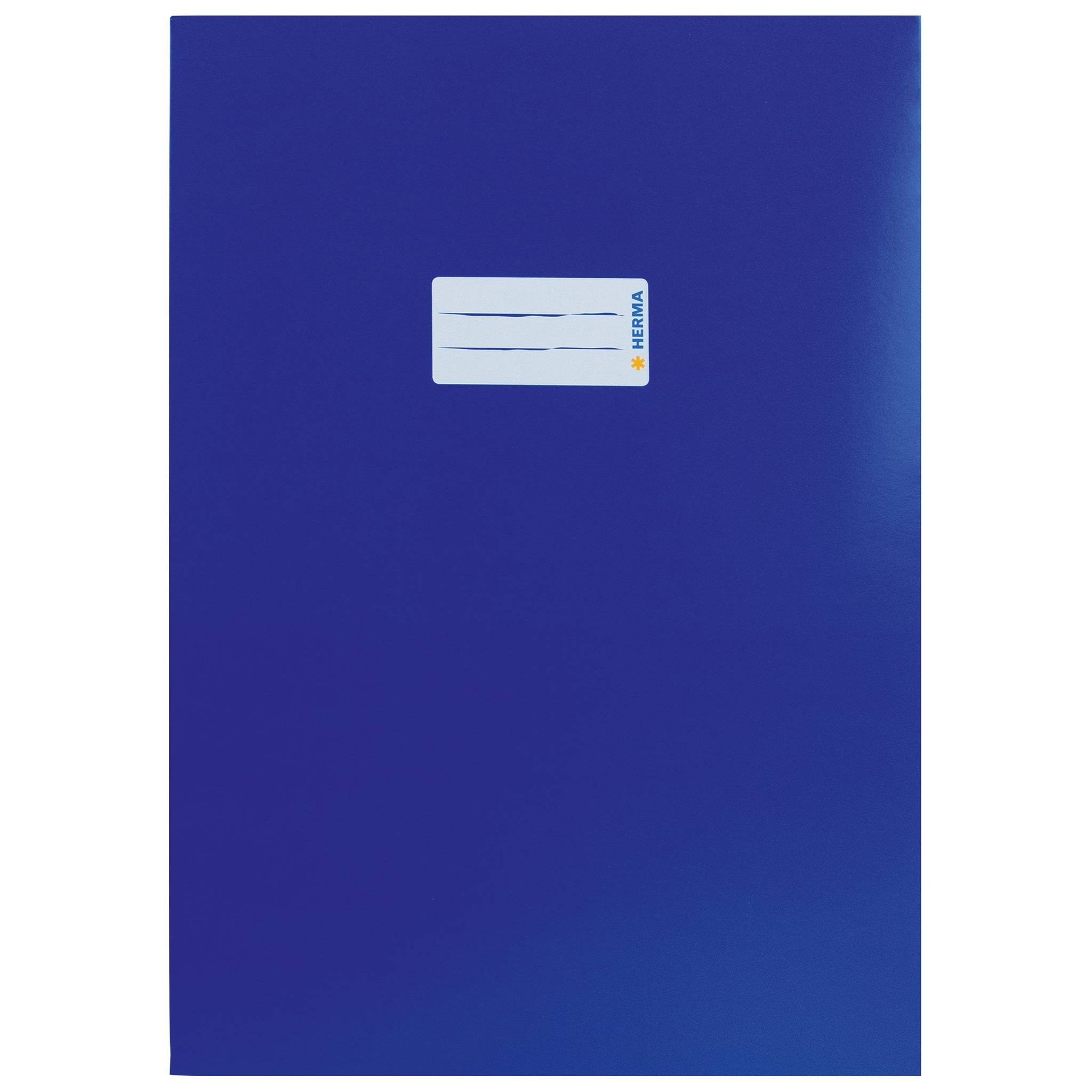 Blaues Notizbuch oder Ordnercover mit einem kleinen weißen Etikett in der Nähe der oberen Mittelpunkt mit der Aufschrift "HERMAS"".