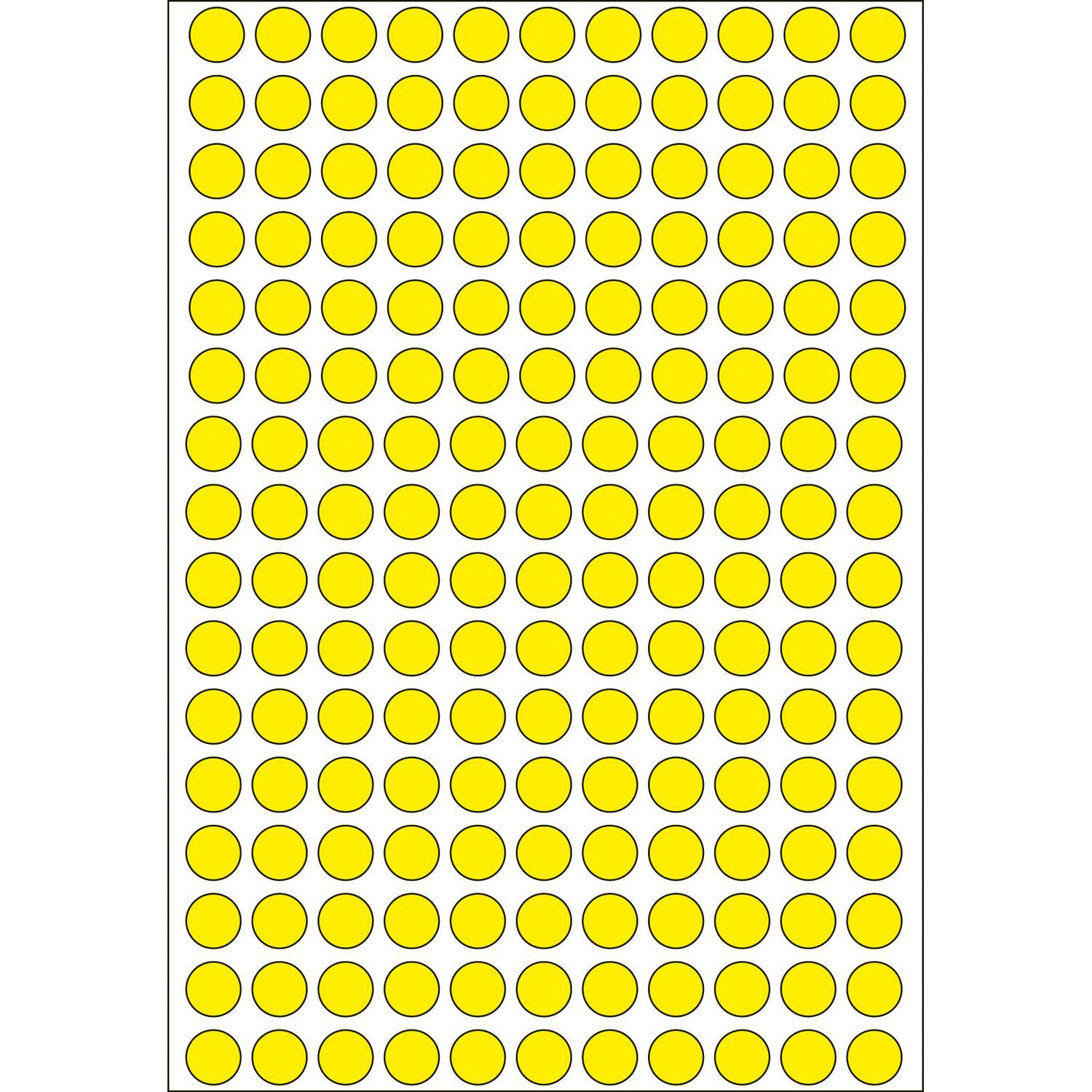 HERMA - Papier - permanent selbstklebend - Gelb - 8 mm rund 5632 Etikett(en) (32 Bogen x 176)