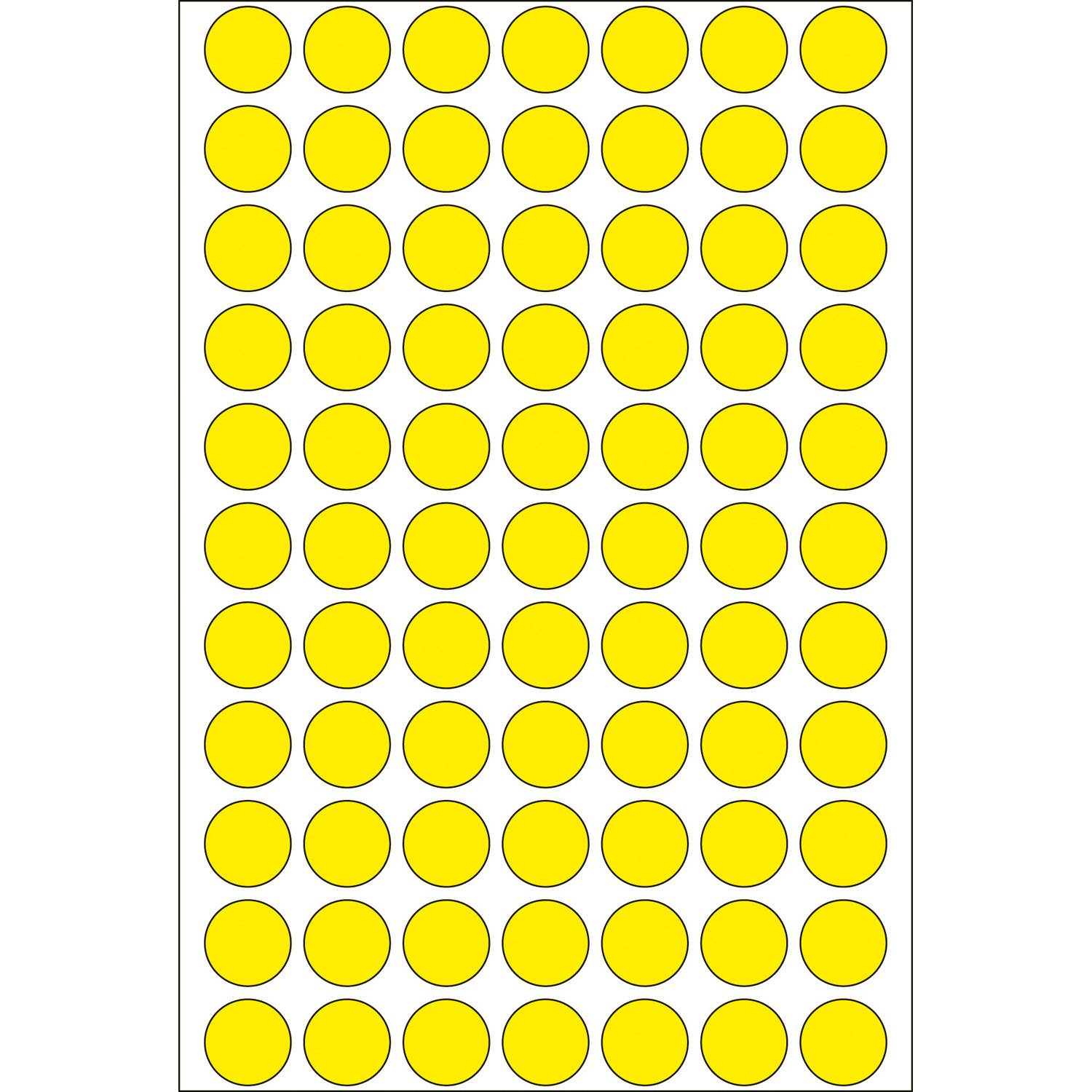 HERMA - Permanenter Klebstoff - Gelb - 13 mm rund 2464 Etikett(en) (32 Bogen x 77)