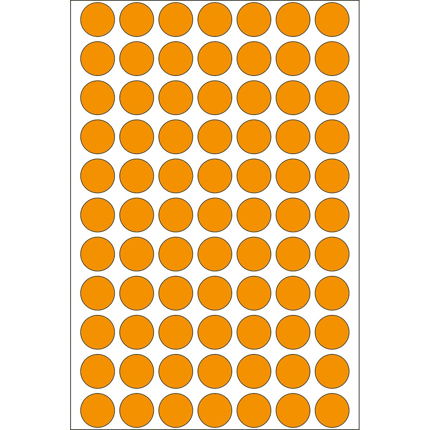 HERMA - Permanenter Klebstoff - Luminous Orange - 13 mm rund 1848 Etikett(en) (24 Bogen x 77)
