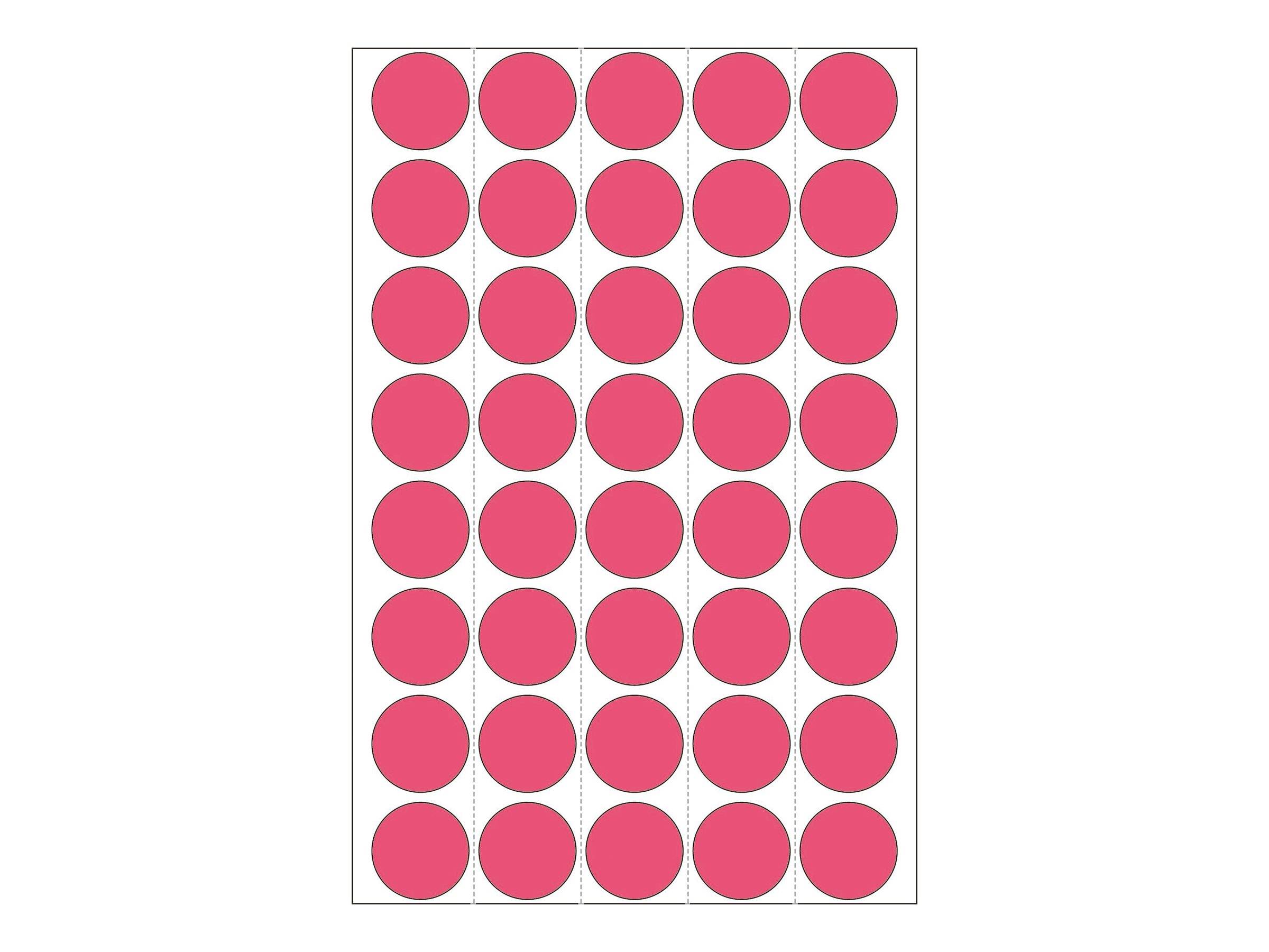 HERMA - Permanenter Klebstoff - Luminous Red - 19 mm rund 960 Etikett(en) (24 Bogen x 40)