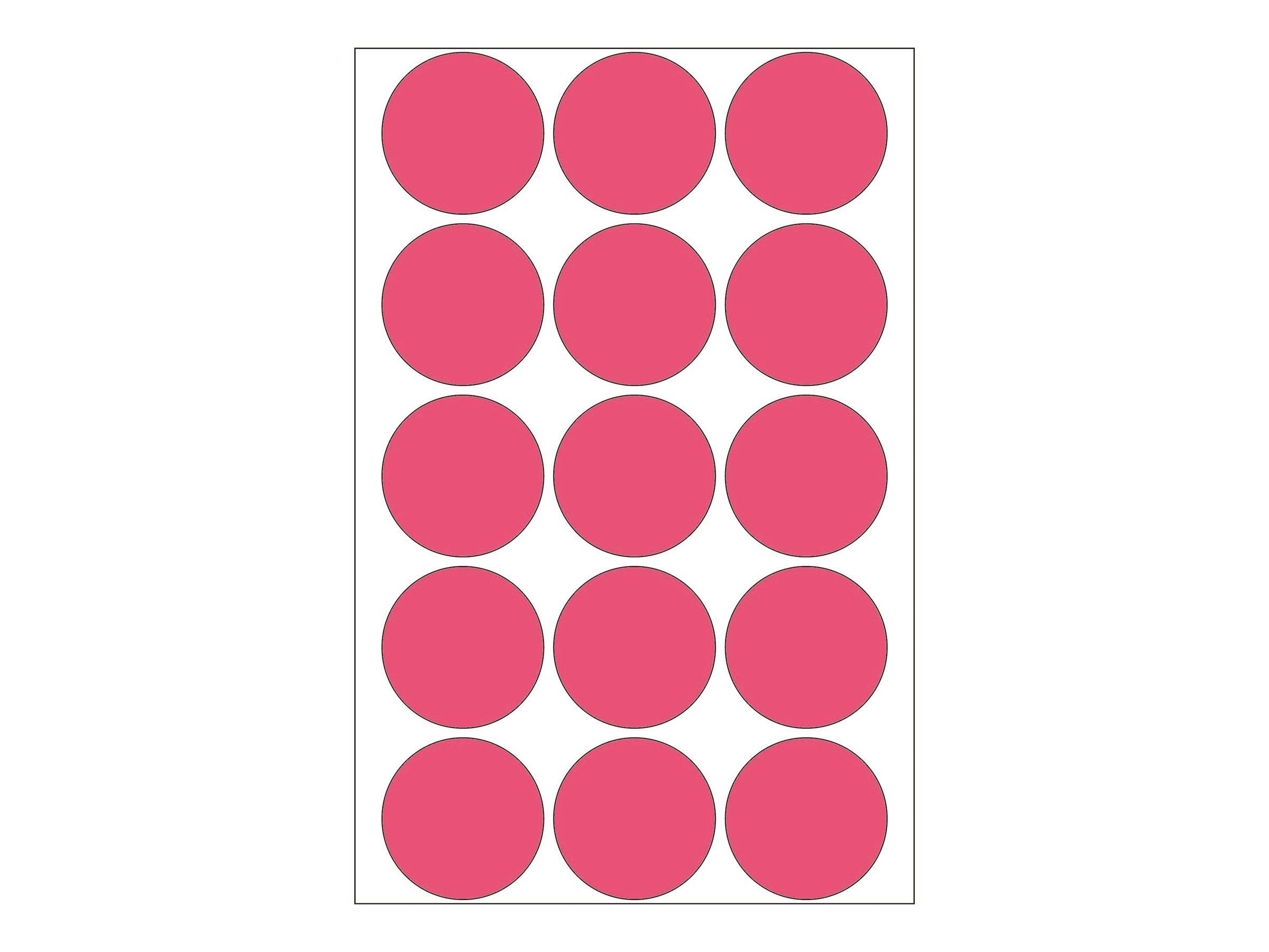 Fünfzehn rosa Kreise, die in einem 3-mal-5-Gitter innerhalb eines weißen rechteckigen Rahmens angeordnet sind.